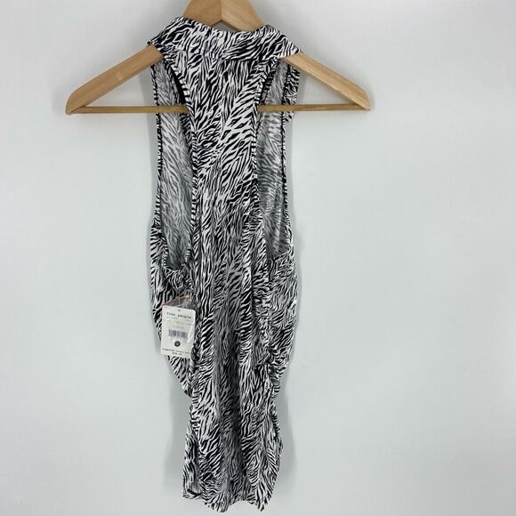 NEW Free People Coco V-Neck Zebra Animal Print Racerback Tank Top XL - Picture 8 of 12